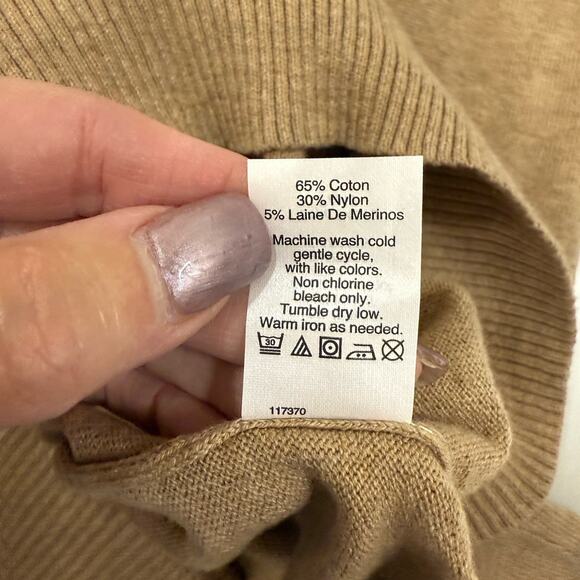 J.Crew HARBOR COTTON Zip Mock Neck Sweater Men’s L Tan Wool Blend Pullover NEW - Picture 7 of 8